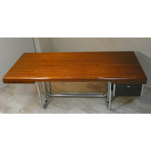 Modernist Bauhaus Desk in Wood and Chromed Steel, France, 1950s For Sale - Image 11 of 18