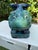 Late 20th Century Vintage Blue Green Glazed Terracotta Foo Dog Petite Garden Stool For Sale - Image 5 of 11