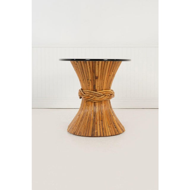 1970s McGuire Sculptural Rattan & Bamboo "Sheaf of Wheat" Oval Console Table For Sale - Image 11 of 12