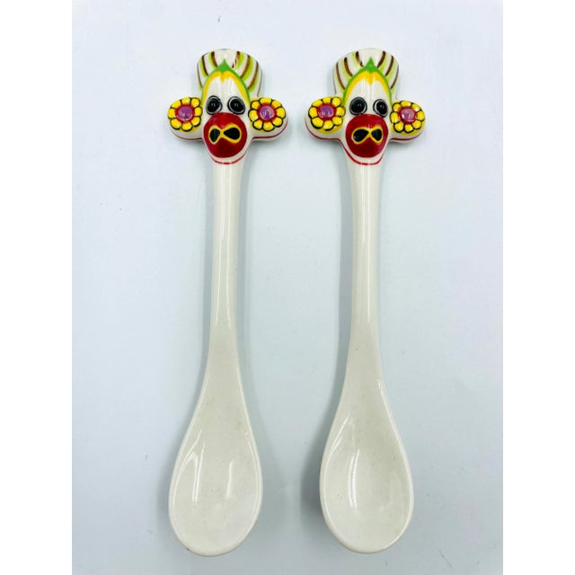Vintage Hand-Painted Sri Lankan Mask Spoons- Set of 6 For Sale - Image 4 of 11