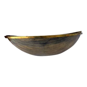 Vintage Oval Bovidae Horn Bowl W/Brass Rim