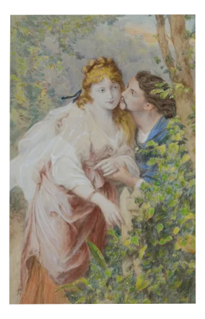 Victorian Artist, Romantic Scene, Watercolour, 1800s