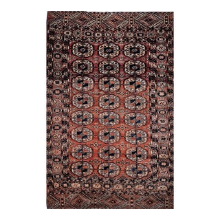 Vintage Turkmen Tekke Area Rug, Wool Pile, Brick-Red, Early 1900s For Sale