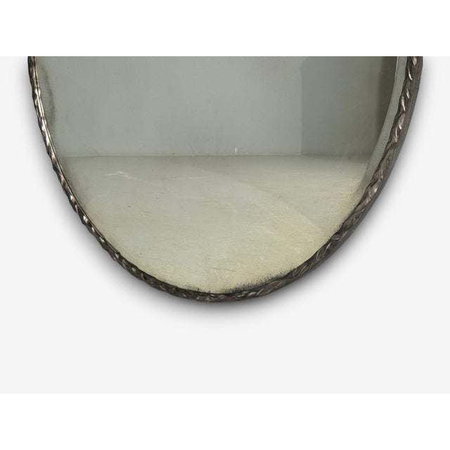 Metal Brutalist, Circular Wall Mirrors, Hammered Metal, Distressed Glass, 21st C. For Sale - Image 7 of 9