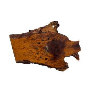 Live Edge Burl Wood Wall Clock With Animal Motif For Sale