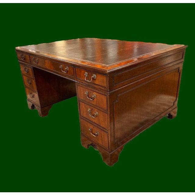 Vintage Mahogany Pedestal Desk, 1890s For Sale - Image 4 of 4