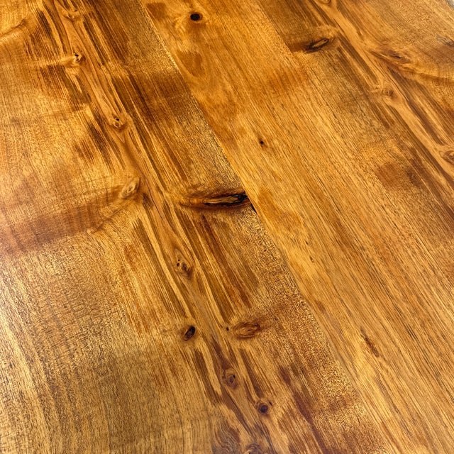 Contemporary Acacia Live Edge Trestle Dining Table For Sale - Image 9 of 12