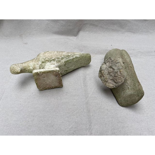 Antique Cast Stone Bird Statues a Pair For Sale - Image 6 of 8