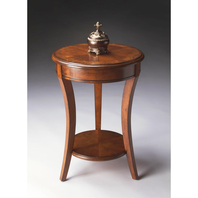Traditional Holdin Round 18"W Accent Table, Medium Brown For Sale - Image 3 of 4