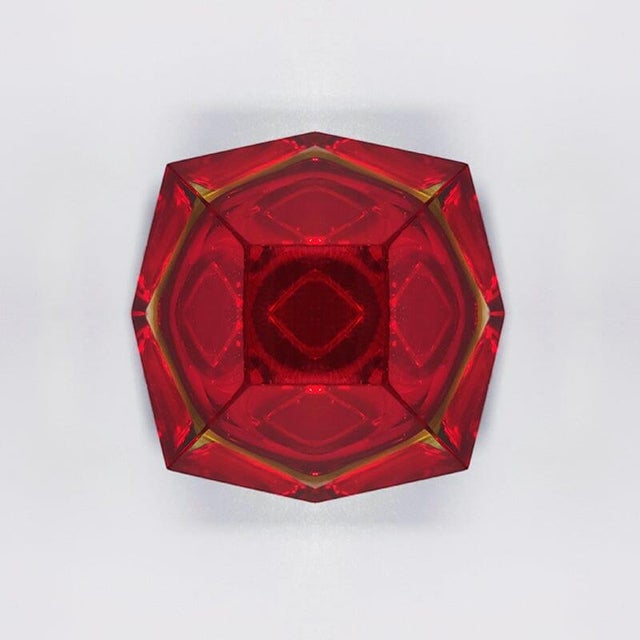 Flavio Poli Vintage Red and Yellow Ashtray by Flavio Poli for Seguso, 1960s For Sale - Image 4 of 7
