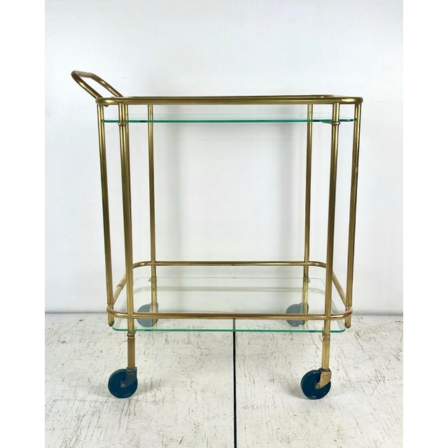 Mid-Century Modern Vintage Art Deco Brass Bar Cart For Sale - Image 3 of 12