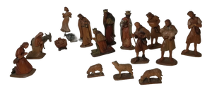 Wooden Nativity Scene by Karl Kuolt for Anri Val Gardena, Italy, 1950s, Set of 17, Set of 17