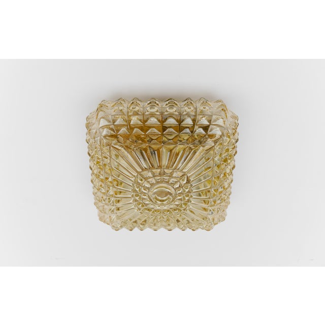 Metal Mid-Century Modern Amber Bubble Glass Flush Mount, 1960s For Sale - Image 7 of 10