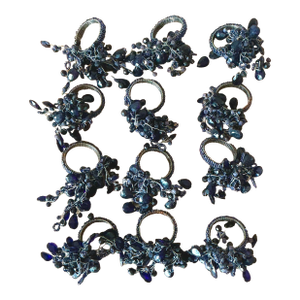 Vintage Boho Amethyst Crystal Napkin Rings - Set of 12