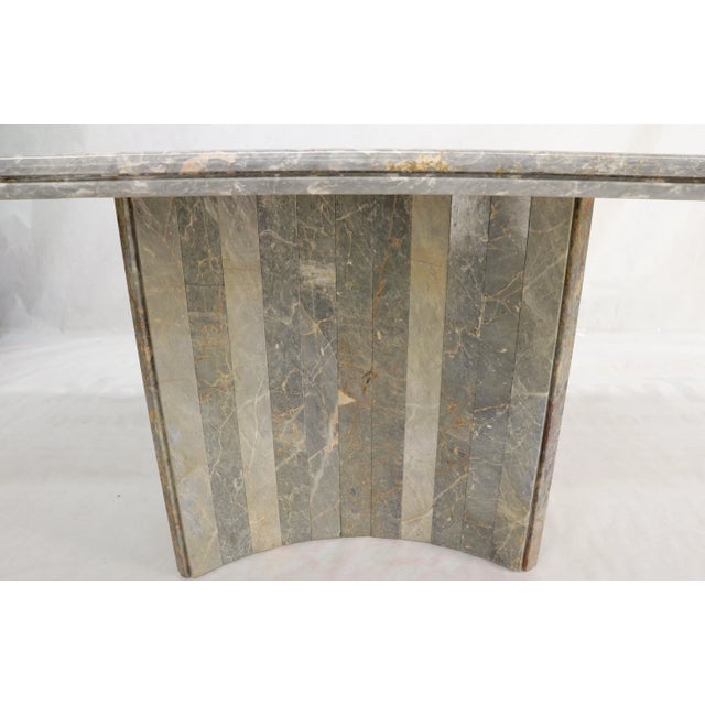 Mid-Century Modern Rectangle Concave Shape Large Marble-Top Single Pedestal Dining Conference Table For Sale - Image 3 of 13