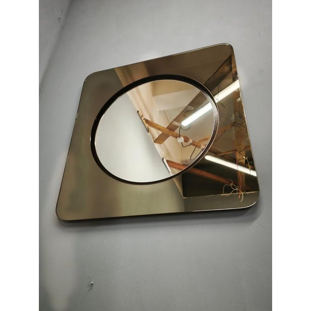 Vintage Italian Space Age Smoked Glass and Circular Wall Mirror, 1970s For Sale - Image 8 of 12