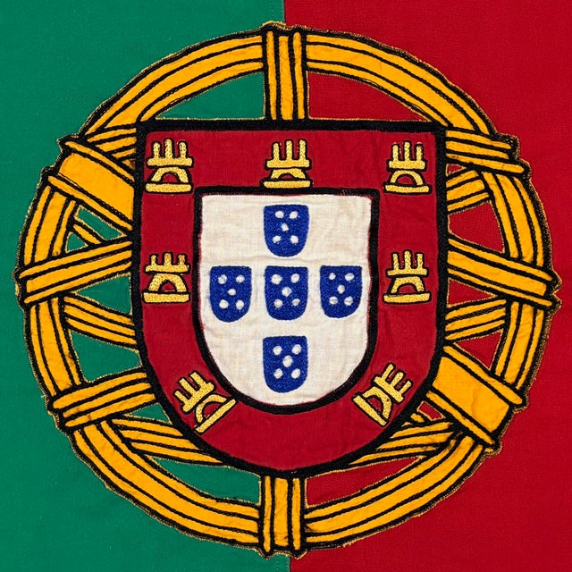Late 20th Century Small Vintage Cotton Flag of Portugal For Sale - Image 5 of 5