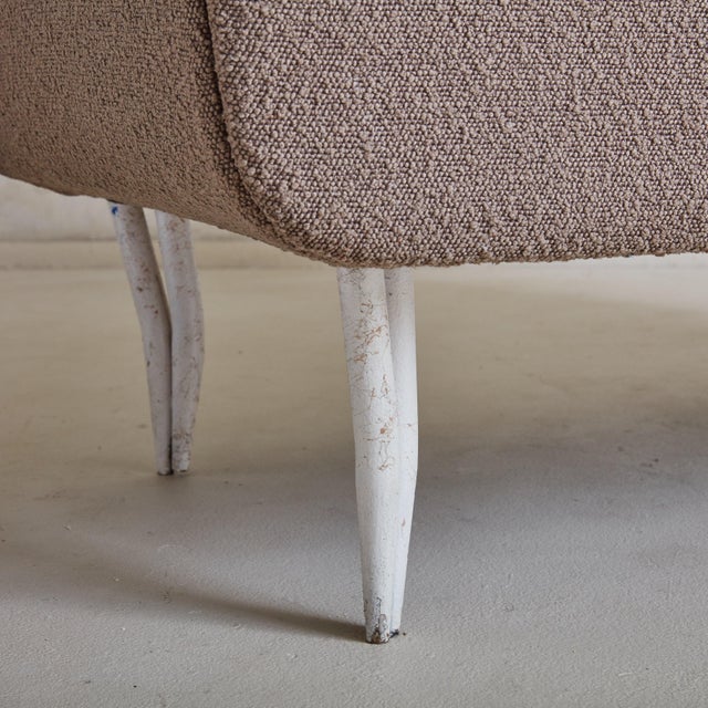 Italian 1950's Iron Daybed in Warm Brown Boucle For Sale - Image 10 of 10