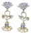 French Style Classic European-Style Brass and Crystal Candlestick Holders Set of 2. For Sale