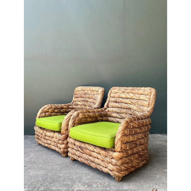 Traditional Vintage Twisted Rattan Lounge Chairs After Ralph Lauren - A Pair For Sale - Image 3 of 18