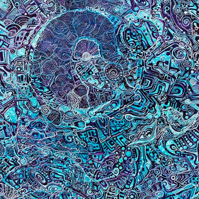 Abstract Alexander Arshansky, "Blue Harmony" Textural Abstract Piece For Sale - Image 3 of 3