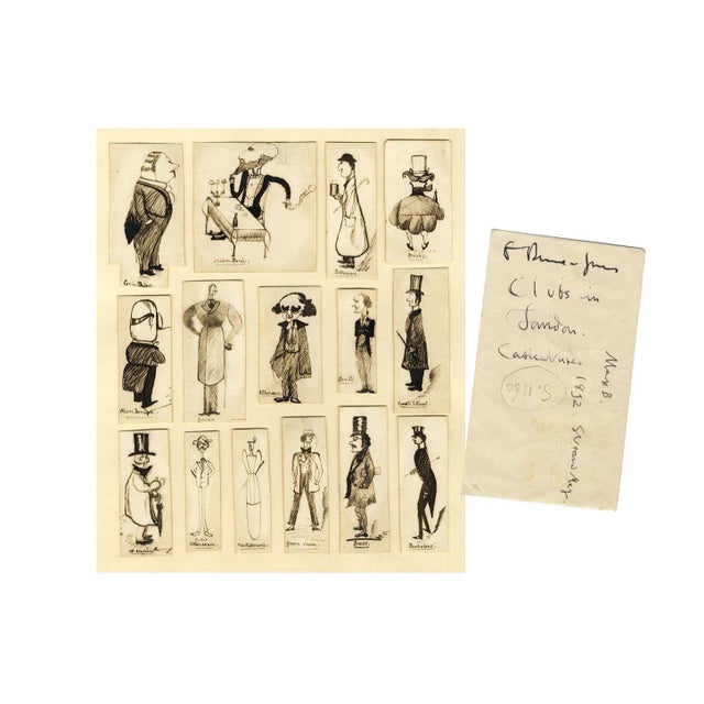An original late 19th-century pen & ink drawing Max Beerbohm's London Club Types.This fantastic set of caricatures has an...