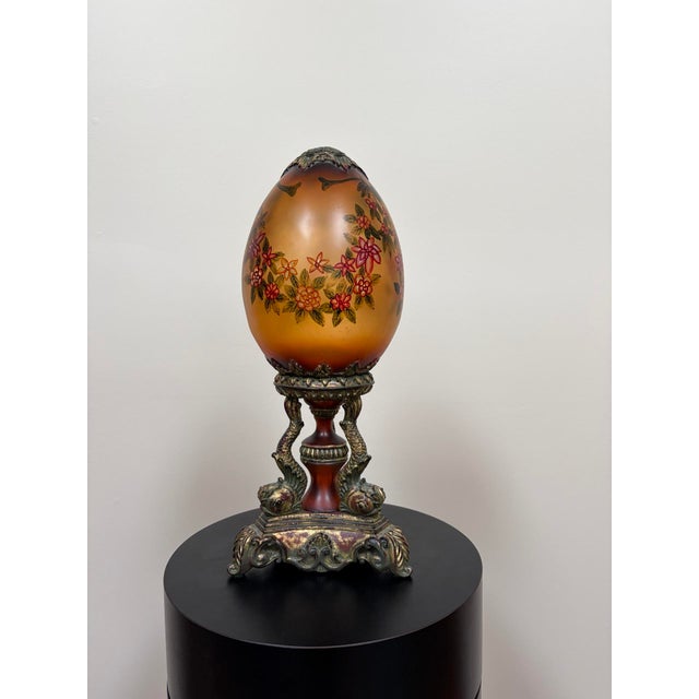 Vintage Hollywood Regency Porcelain Egg Sculpture For Sale - Image 4 of 11