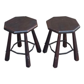 Vintage Brutalist Stools, 1970s, Set of 2 For Sale