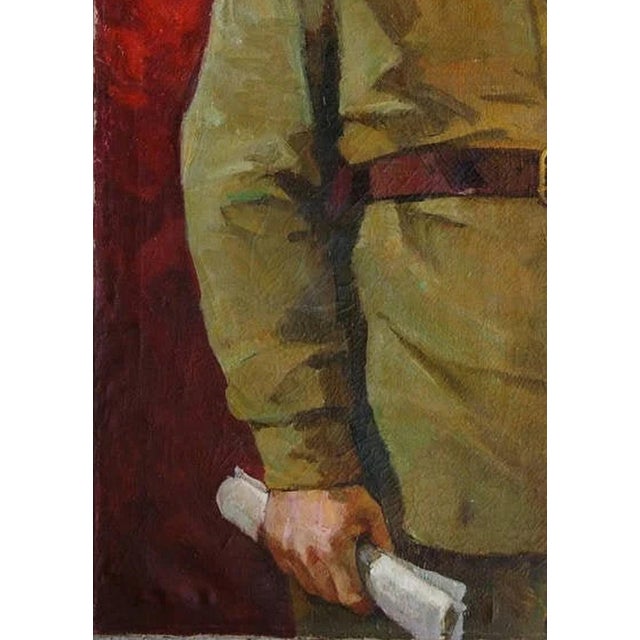 Socialist Realism Portrait Painting, Antique Soviet Art by Ukrainian Artist Reznik 136-96 For Sale - Image 4 of 6