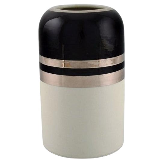 Modernis Silver Ceramics Vase by Peter Winquist for Arabia, 1960s For Sale