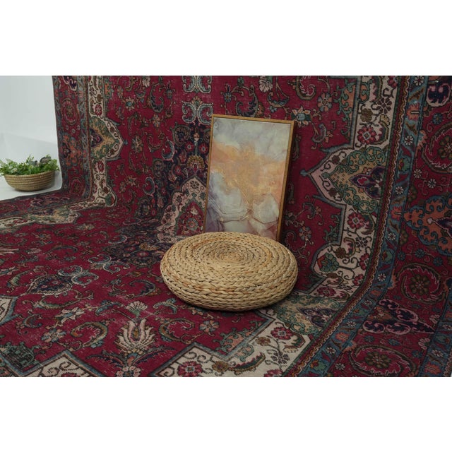 1970s Vintage Persian Handmade Wool 10x13 Red Area Rug For Sale - Image 11 of 12