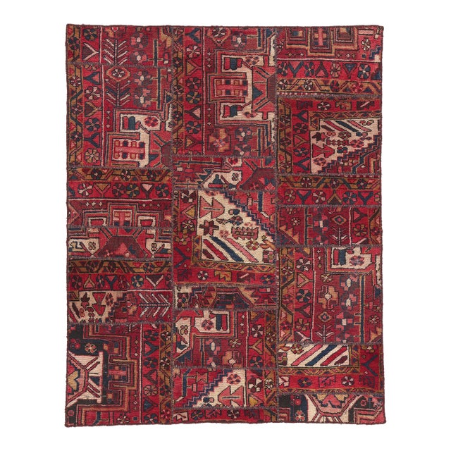 Mid 20th Century Vintage Persian Patchwork Rug, 04'03 X 05'04 For Sale