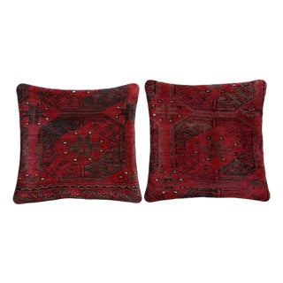 Turkish Rug Pillow Cover 15'' X 15'' - Set of Two For Sale
