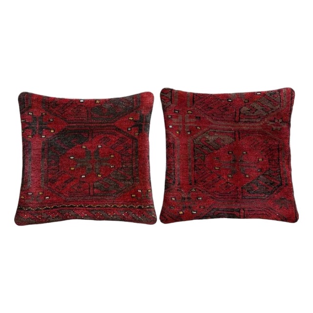 Turkish Rug Pillow Cover 15'' X 15'' - Set of Two For Sale