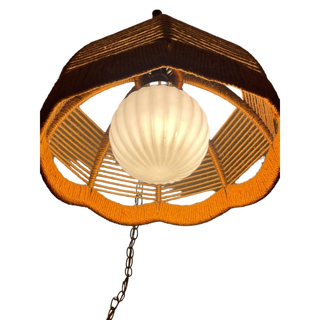 Boho Chic 1960’s Hemp Rope Swag Light For Sale - Image 3 of 11