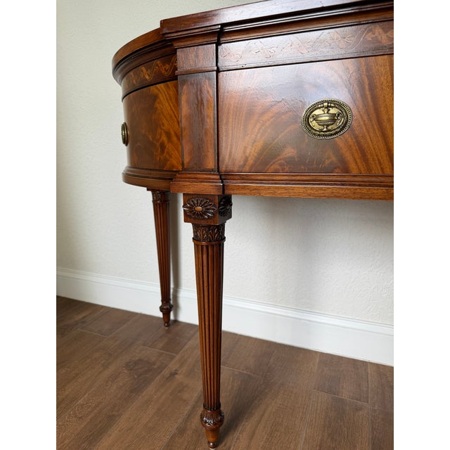 1940s Joseph Gerte Custom Demilune Inlaid Mahogany Server or Sideboard For Sale In Miami - Image 6 of 12