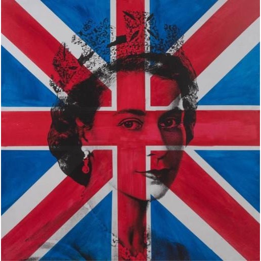 Figurative Queen Elizabeth II Portrait Painting by Dane Shue For Sale - Image 3 of 3