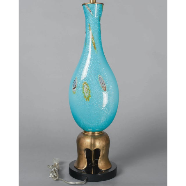 Wood Mid-Century Murano Glass Table Lamp by Barovier & Toso, Italy, 1950s For Sale - Image 7 of 11