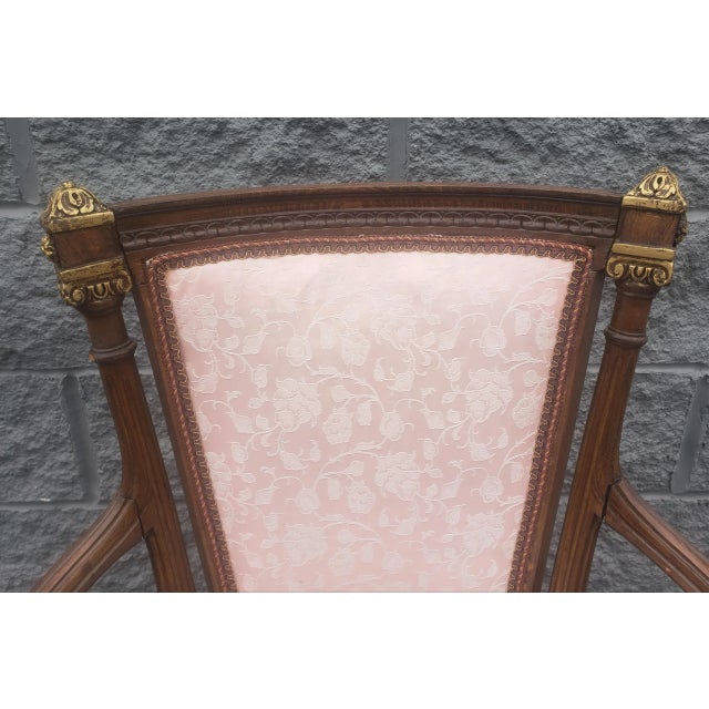 Wood Early 20th Century Louis XV Mahogany and Giltwood Upholstered Armchair For Sale - Image 7 of 10