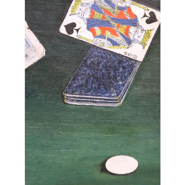 19th Century French Signed Still Life Painting of Playing Cards and Casino Table For Sale - Image 9 of 10
