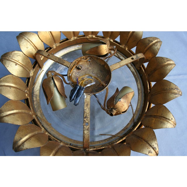 Gilt Metal Ceiling Lamp, 1970s For Sale - Image 6 of 7
