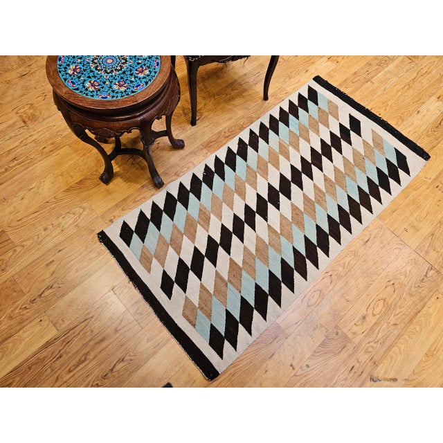 Vintage Navajo Rug, Eye Dazzler Pattern, Wool & Cotton, Native American Wall Art, 3x5 For Sale - Image 4 of 12