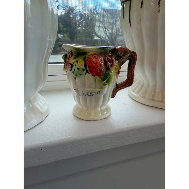 1970s 1970s Vintage Japanese Hand-Painted Ceramic Strawberry Canister & Measuring Set - 8 Pieces For Sale - Image 5 of 11