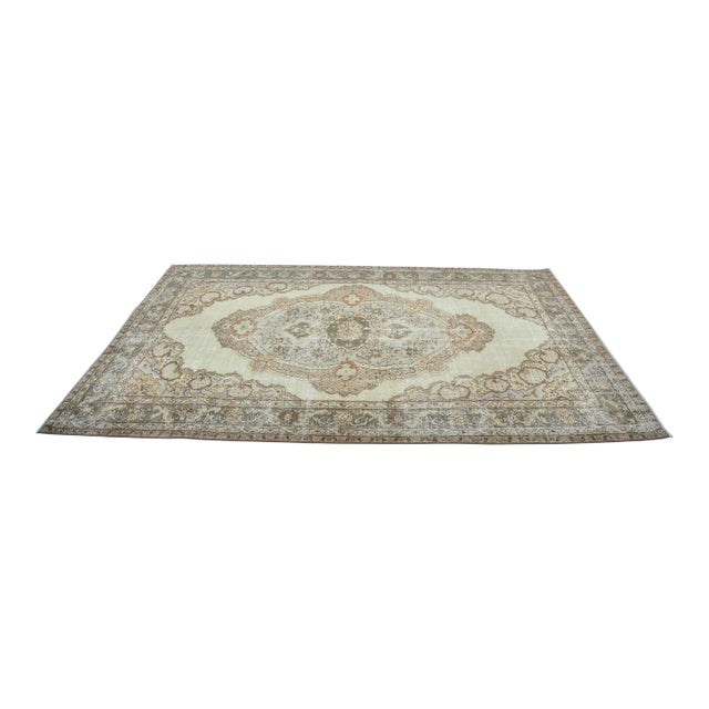 1960s Handmade Turkish Pastel Unique Area Rug For Sale