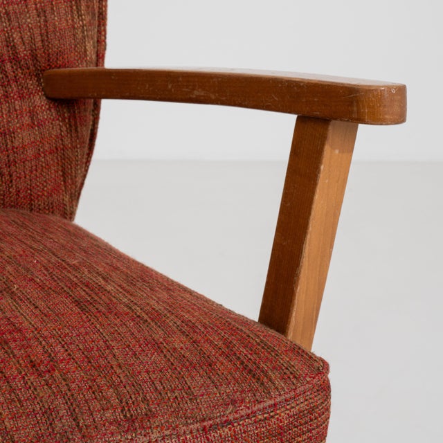 Pair of Mid-Century Modern Upholstered Armchairs Burnt Orange For Sale - Image 4 of 14