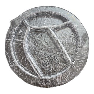 Mid 20th Century Hadeland Glassver Furu Textured Glass Divided Serving Tray 13" by Severin Brørby For Sale