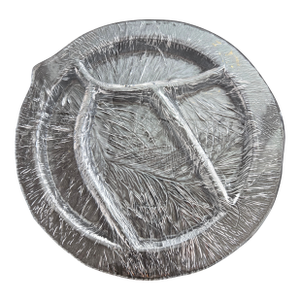 Mid 20th Century Hadeland Glassver Furu Textured Glass Divided Serving Tray 13" by Severin Brørby