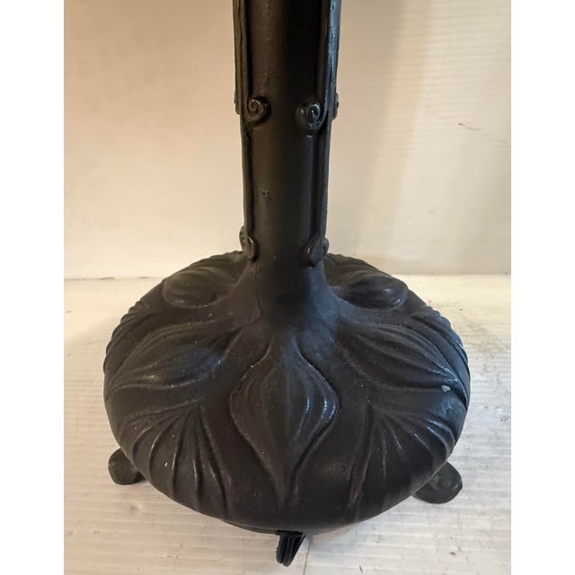 Vintage Tiffany Style Lamp With Foliage Design For Sale - Image 14 of 15