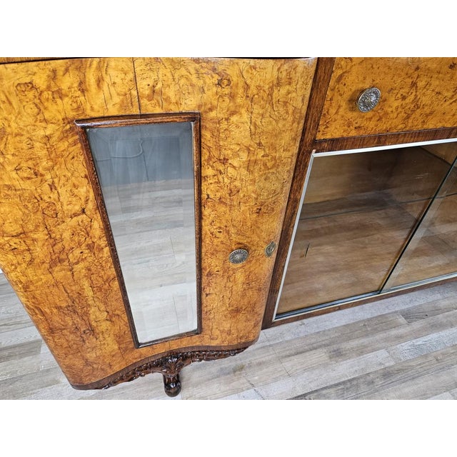 Chippendale Sideboard with Marble Top and Sliding Glass, Italy, 1920s For Sale - Image 11 of 18