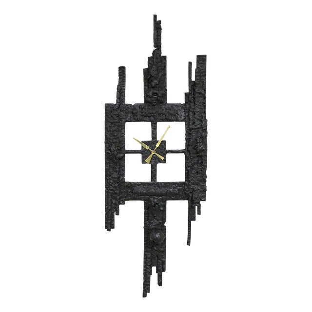 Scandinavian Modern Brutalist Clock For Sale